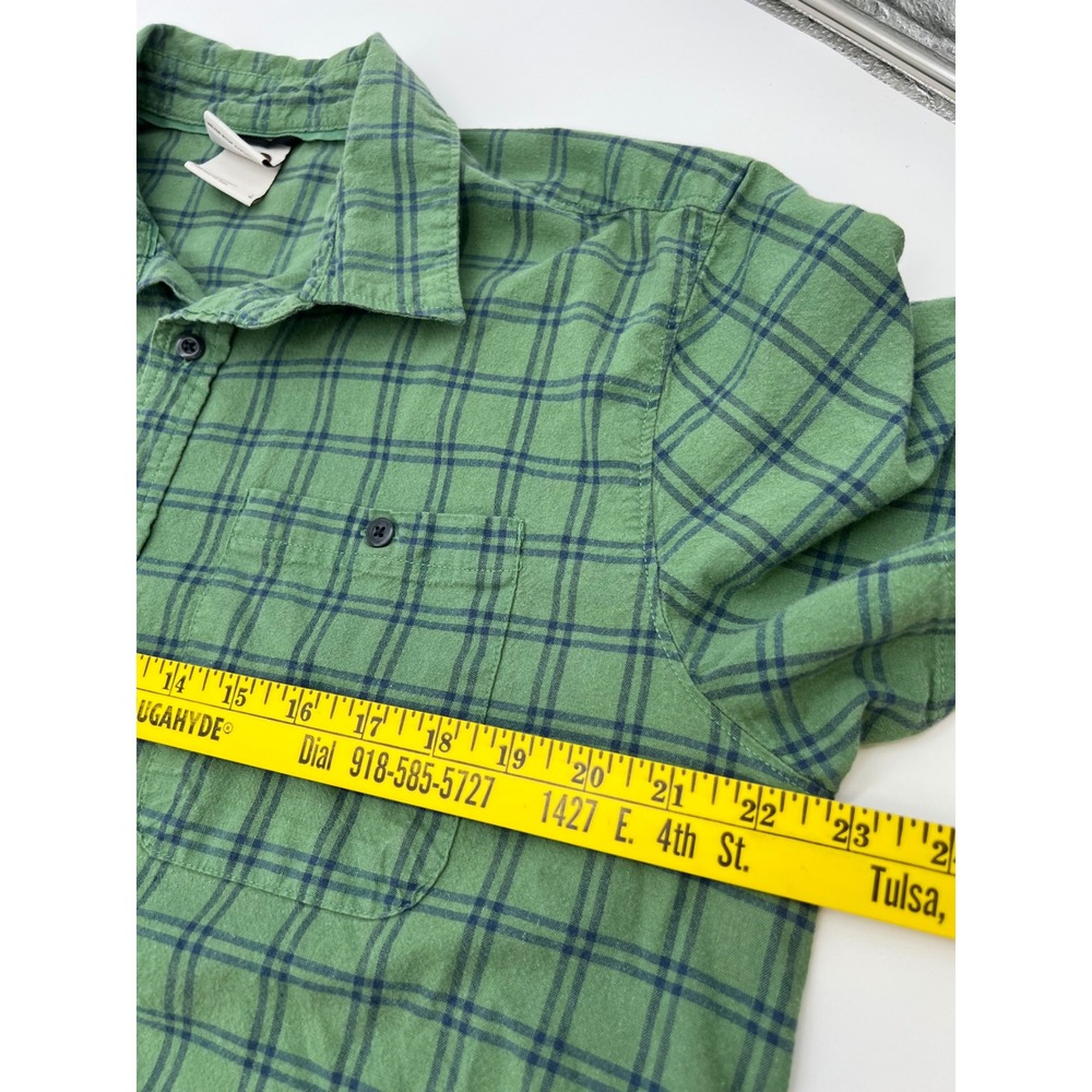 THE NORTH FACE Button Down Shirt Mens Large Green Plaid Hemp Blend Short Sleeve - Picture 7 of 13